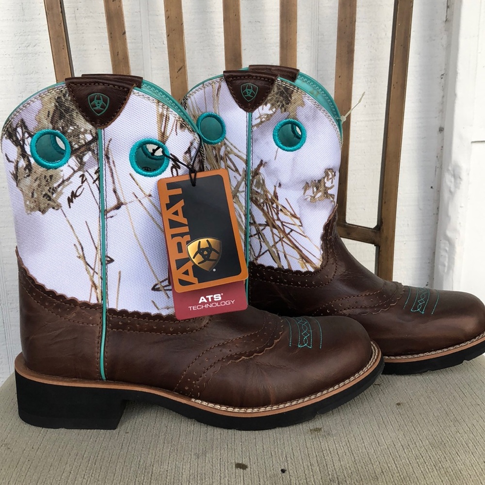 Ariat Teal/White Camo fatbaby boots